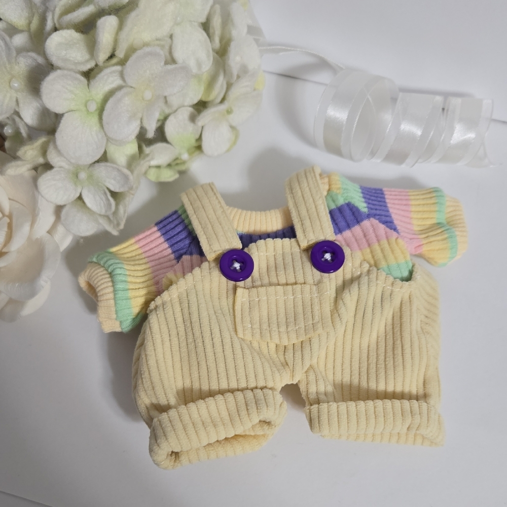 Cute Overalls & Striped Top Outfit - fits Bartholomew Bear Tiny or Junior size